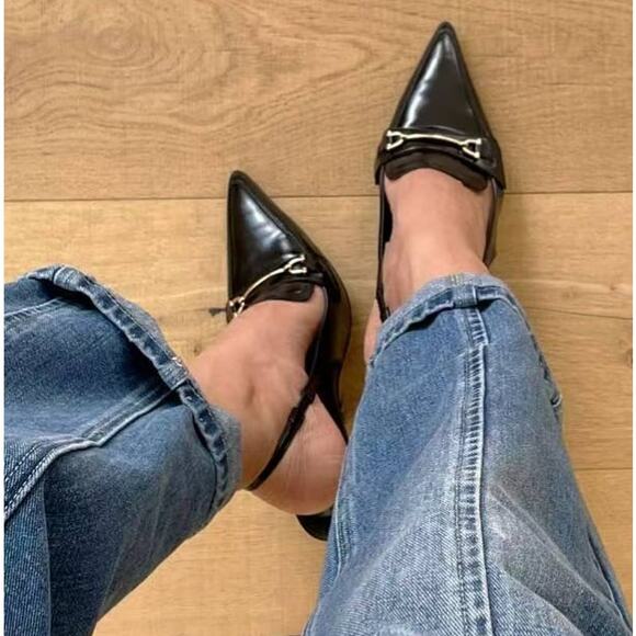 RARE!!! ZARA Embellished Slingback Shoes NWT - Picture 6 of 17